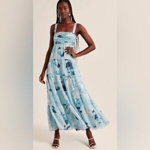 Abercrombie Tiered Ruched Babydoll Maxi Dress